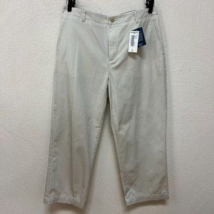 NWT Lands' End Misses Cropped Chinos Pants Natural Fit Cotton Light Stone Sz 10